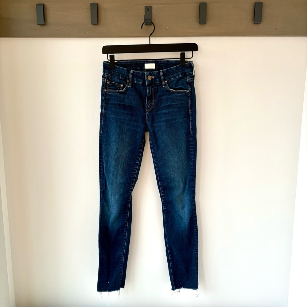 Mother The Looker Ankle Fray skinny Jeans – “All Work” paint splatter | Size 25
